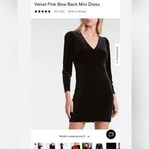 Express Velvet Mini Dress with open back and bow